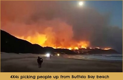 People with 4X4 vehicles who volunteered to pick up walkers on Buffalo Beach fleeing their homes at Brenton and  Belvidere.