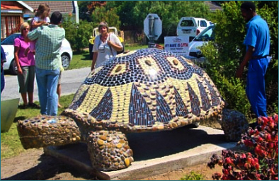 Citta Mosaic Tortoise outside the entrance to the Sedgefield Bowling Club