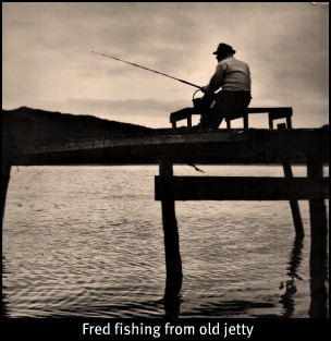 Fred fishing on the pier Fred fishing on the pier