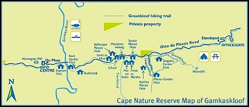 Cape Nature Reserve map of Gamkaskloof Restcamp