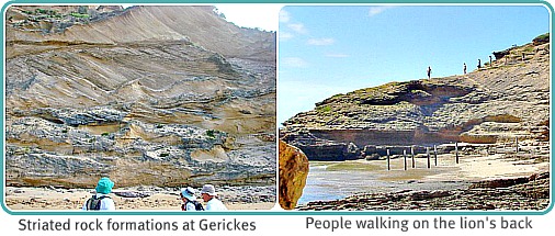 Gerickes lion and striated dune cliff Gerickes lion and striated dune cliff