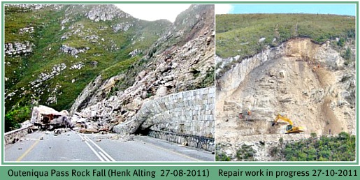 Rock fall on Outeniqua Pass