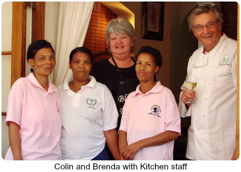 Brenda and Colin with Blackwater Lodge kitchen staf Brenda and Colin with Blackwater Lodge kitchen staf