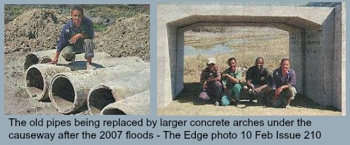 Replacement of larger pipes under the causeway to the Island