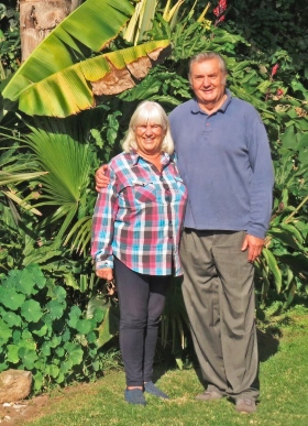 Colin and Auriel in their Sedgefield garden.