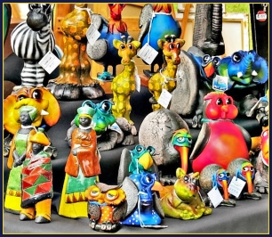 Colourful creatures at the Mosaic Market