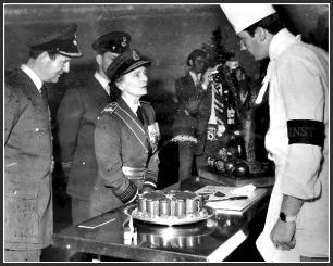 The Duchess of Gloucester speaking to Chef Colin