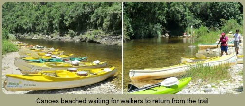 Point of canoes beached along the trail to continue on foot. Point of canoes beached along the trail to continue on foot.