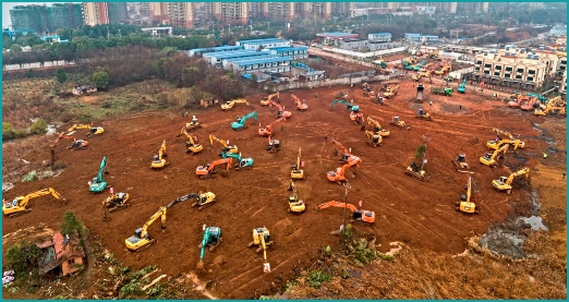 Excavations for new Covid 19 hospital in Wuhan. Excavations for new Covid 19 hospital in Wuhan.