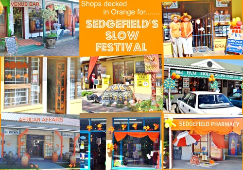 Local shops decorated for the Slowfest