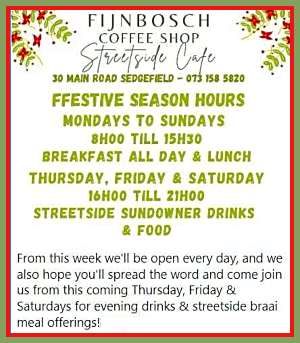 Fijnbosch Coffee Shop Christmas Fare