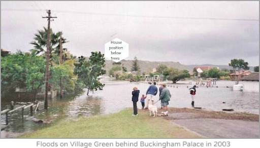 2003 floods cover Village green 2003 floods cover Village green