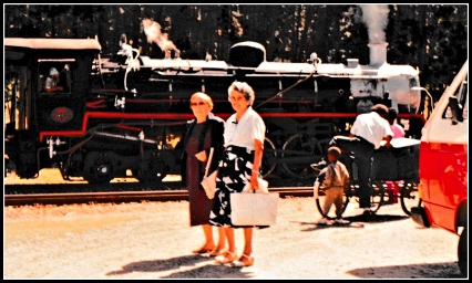 Katy's mother & aunt at the Sedgefield station before the platform was built