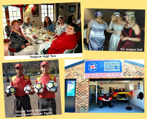 Lions Collage of various activities - Hospice High Tea, Masked Ball, Soccer balls donated to Local Team, Sedge Boathouse donation for RSI Rescue boat. Lions Collage of various activities - Hospice High Tea, Masked Ball, Soccer balls donated to Local Team, Sedge Boathouse donation for RSI Rescue boat.