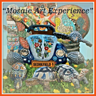 Advert for the Sedgefield Mosaic Art Experience. Advert for the Sedgefield Mosaic Art Experience.