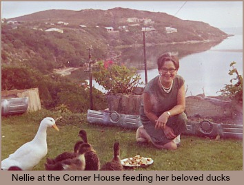 Nellie feeding ducks at the Corner House