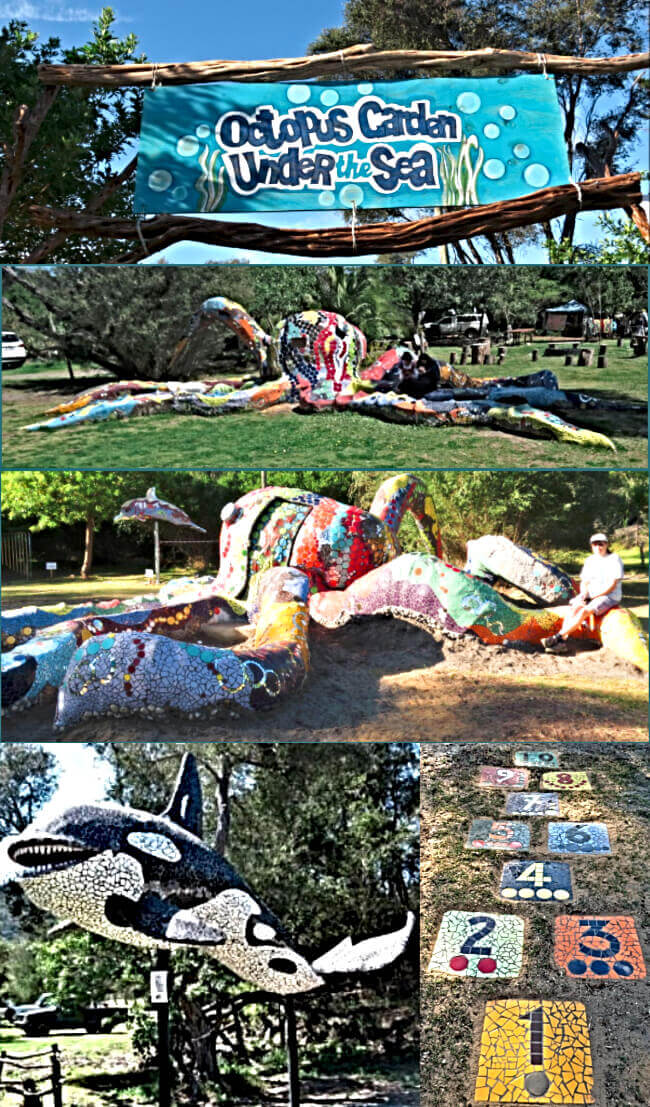 Some of the mosaic artworks at the Octopus Garden under the Sea  - killer whale, dolphin and octopus.