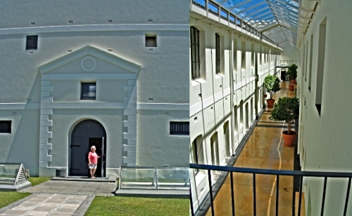 Entrance and corridor to rooms in the Old Prison, now known as the Protea Breakwater Lodge.