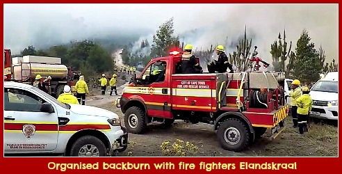 Organised back-burn by fire fighters at Elandskraal.