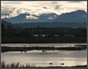 Overcast evening with heavy clouds hanging low over the Outeniqua Mountains