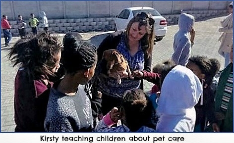 Kirsty teaching children about pet care Kirsty teaching children about pet care