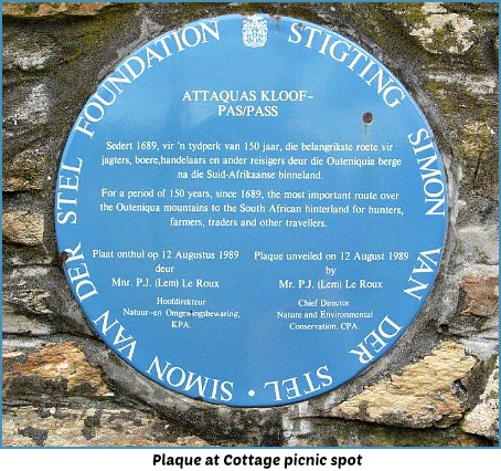 Attaquas Kloof Pass Plaque Attaquas Kloof Pass Plaque