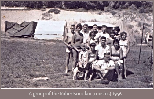 Robertson cousins - group photo at the campsite.