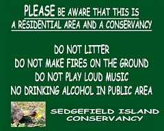Sedge Island Conservancy sign