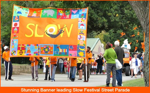 Sedgefield Slow Town Festival Banner at the front of the street parade held on Sunday morning. Sedgefield Slow Town Festival Banner at the front of the street parade held on Sunday morning.