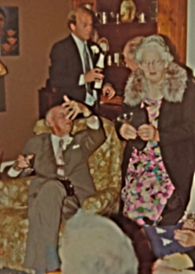 Sidney (seated) at a house party with Eppie Hooper. Sidney (seated) at a house party with Eppie Hooper.