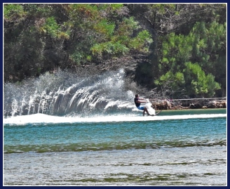 Water-skiing at Monkey Beach on the Swartvlei Estuary