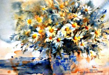 Colourful flowers in a vase