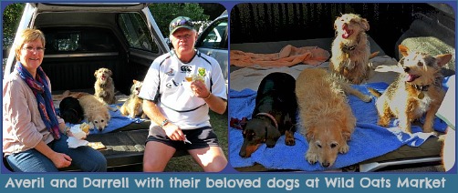 The owners with their dogs The owners with their dogs