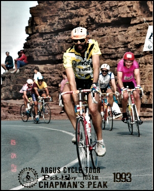 Steve cycling the Argus, Cape Town 1993