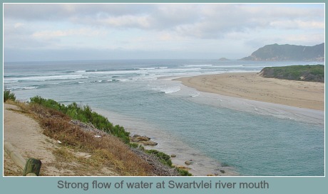 Strong flow of water in through the river mouth