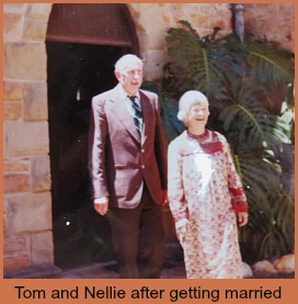 Tom and Nellie coming out from the church after getting married