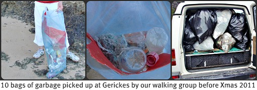 Garbage collected along the roadside to Gerickes