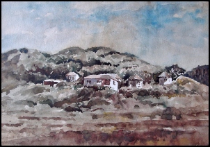 Reedon Rodway's water colour of Urban's beach cottages