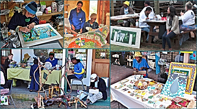Petricia and some of the mosaic artists at work