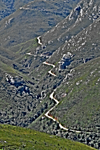 the historic winding Montagu road pass through the mountains